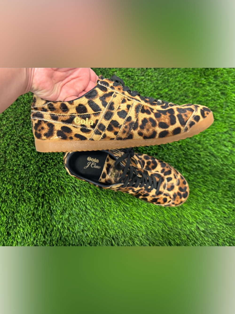 Gola Bullet sneakers in leopard calf hair with gum sole